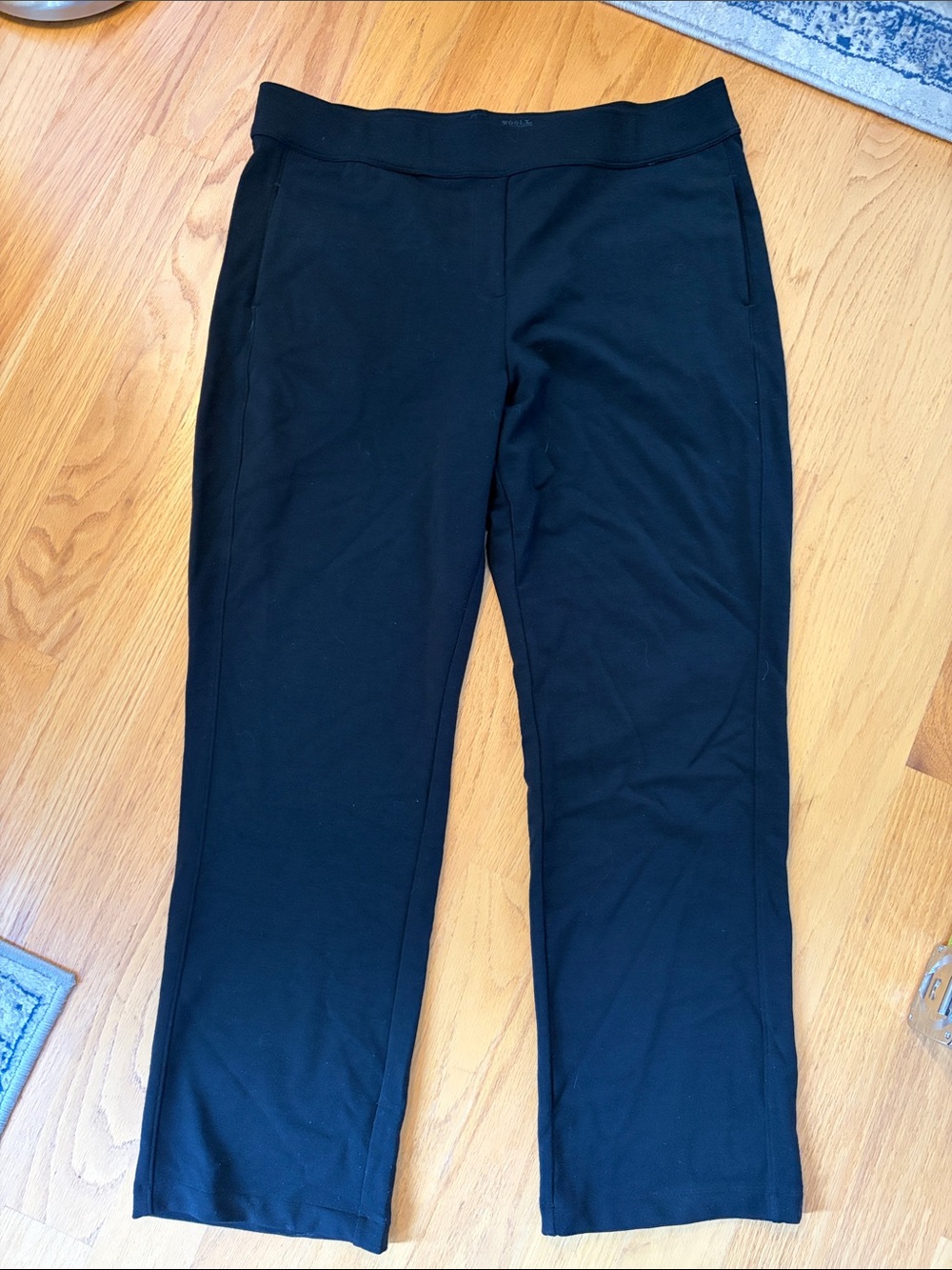 Woolx Emerson Petite pants stretchy black active travel office pockets XL